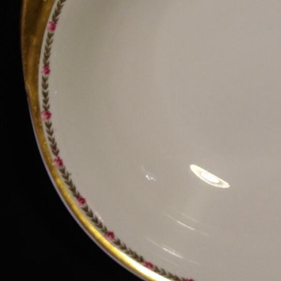 Haviland Limoges France Schleiger 985 Round Handled Bowl Pink Roses Gold Trim - Picture 9 of 9